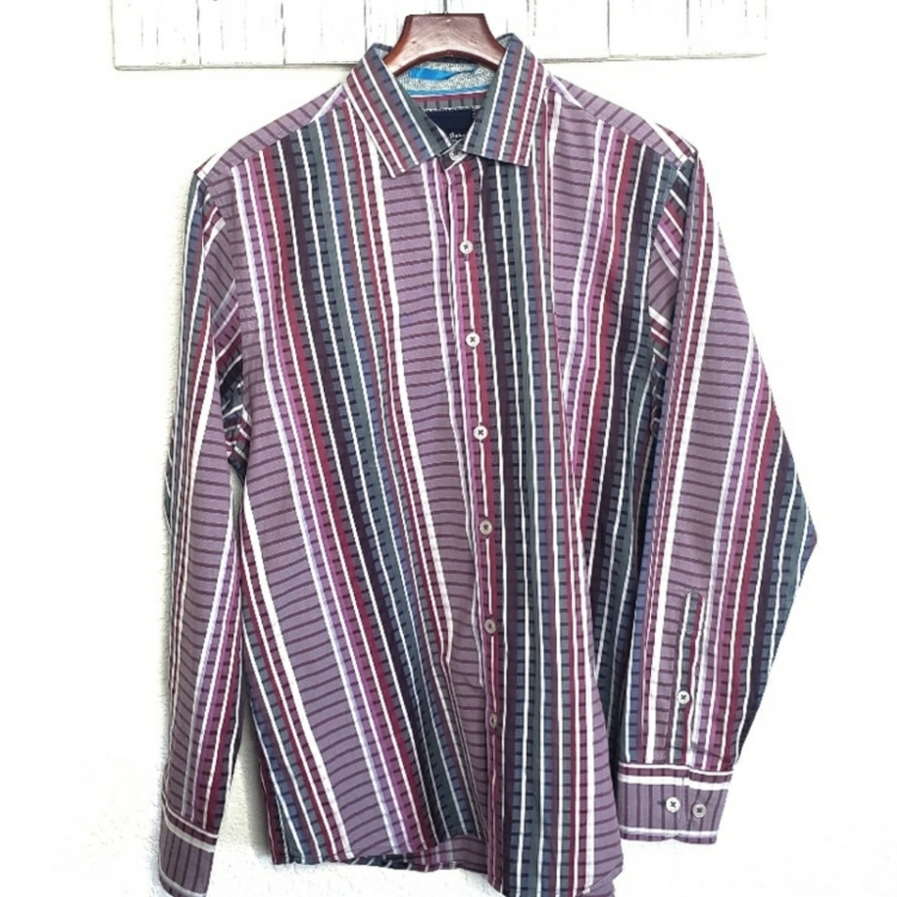 Tommy Bahama Silva Plaid Stripe Sport Shirt Medium
